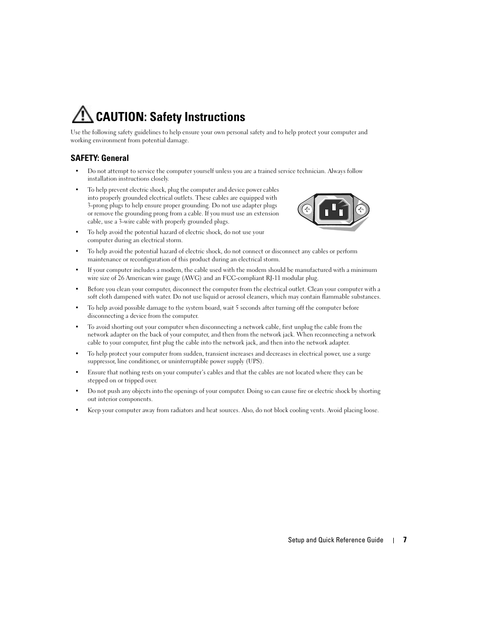 Caution: safety instructions, Safety: general | Dell OptiPlex 160L User Manual | Page 9 / 82