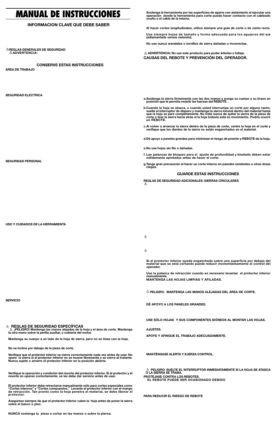Manual de instrucciones, Informacion clave que debe saber | Black & Decker FS1300CS User Manual | Page 5 / 6