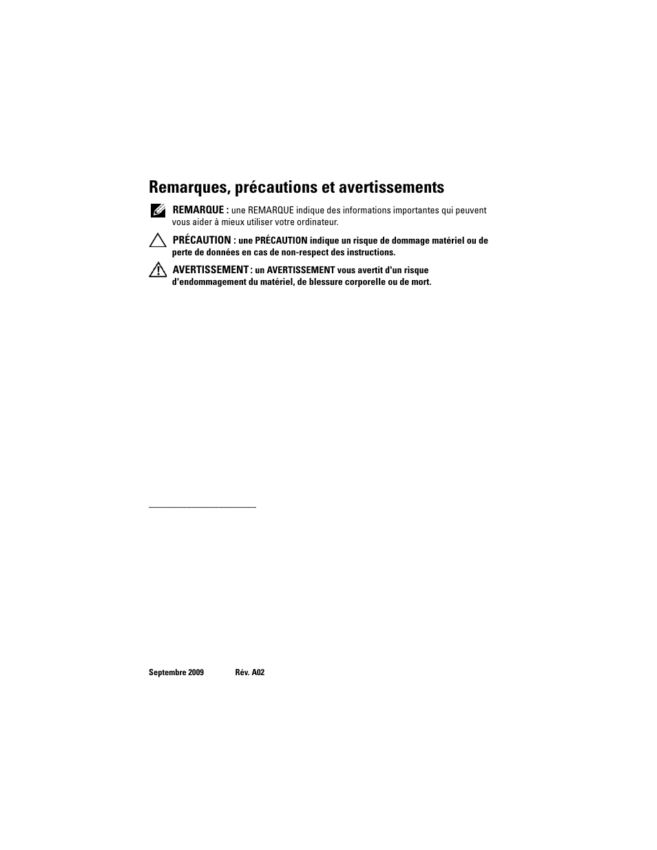 Remarques, précautions et avertissements | Dell PowerVault MD3000 User Manual | Page 26 / 90