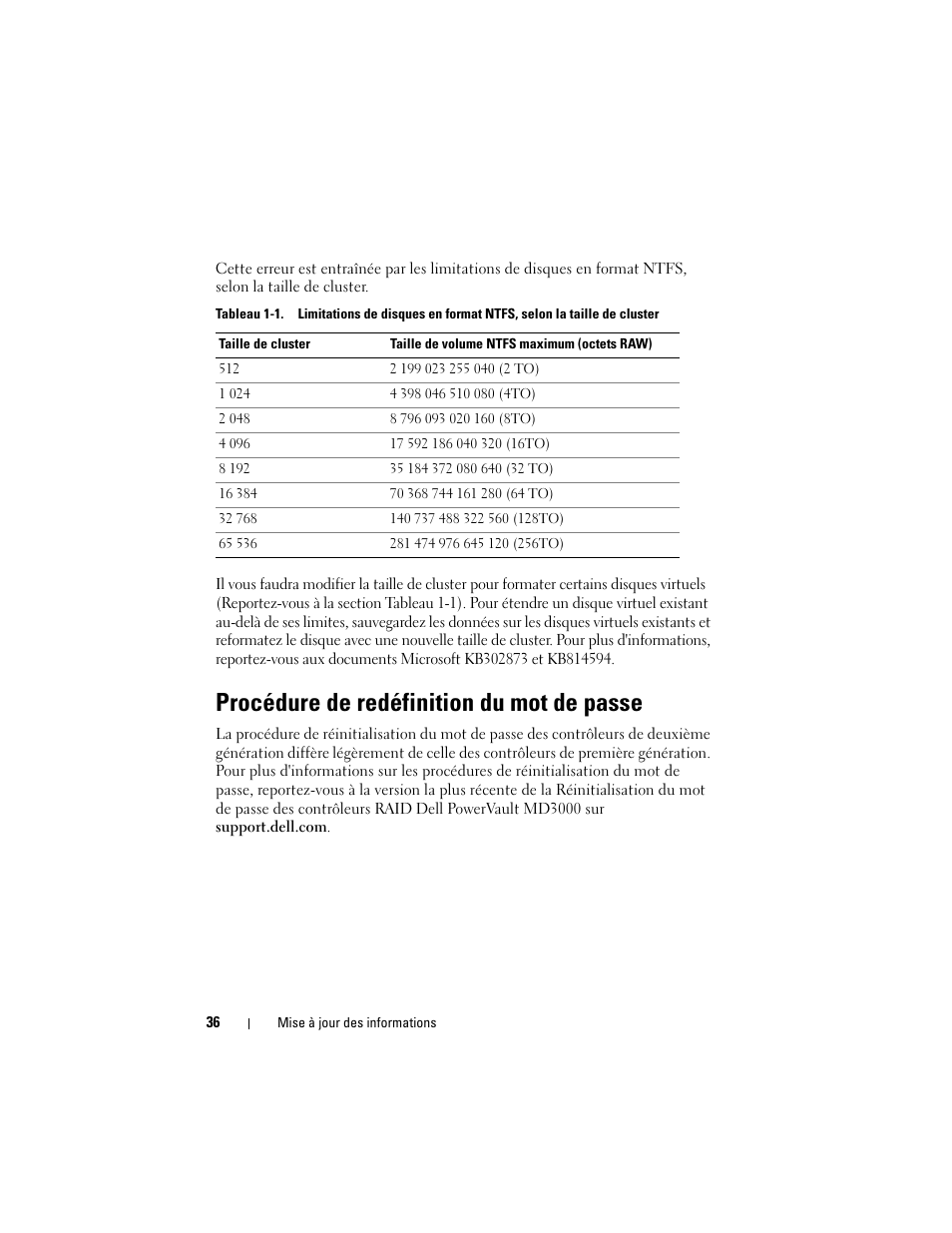 Procédure de redéfinition du mot de passe | Dell PowerVault MD3000 User Manual | Page 36 / 90