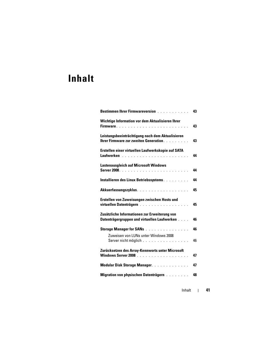 Inhalt | Dell PowerVault MD3000 User Manual | Page 41 / 90