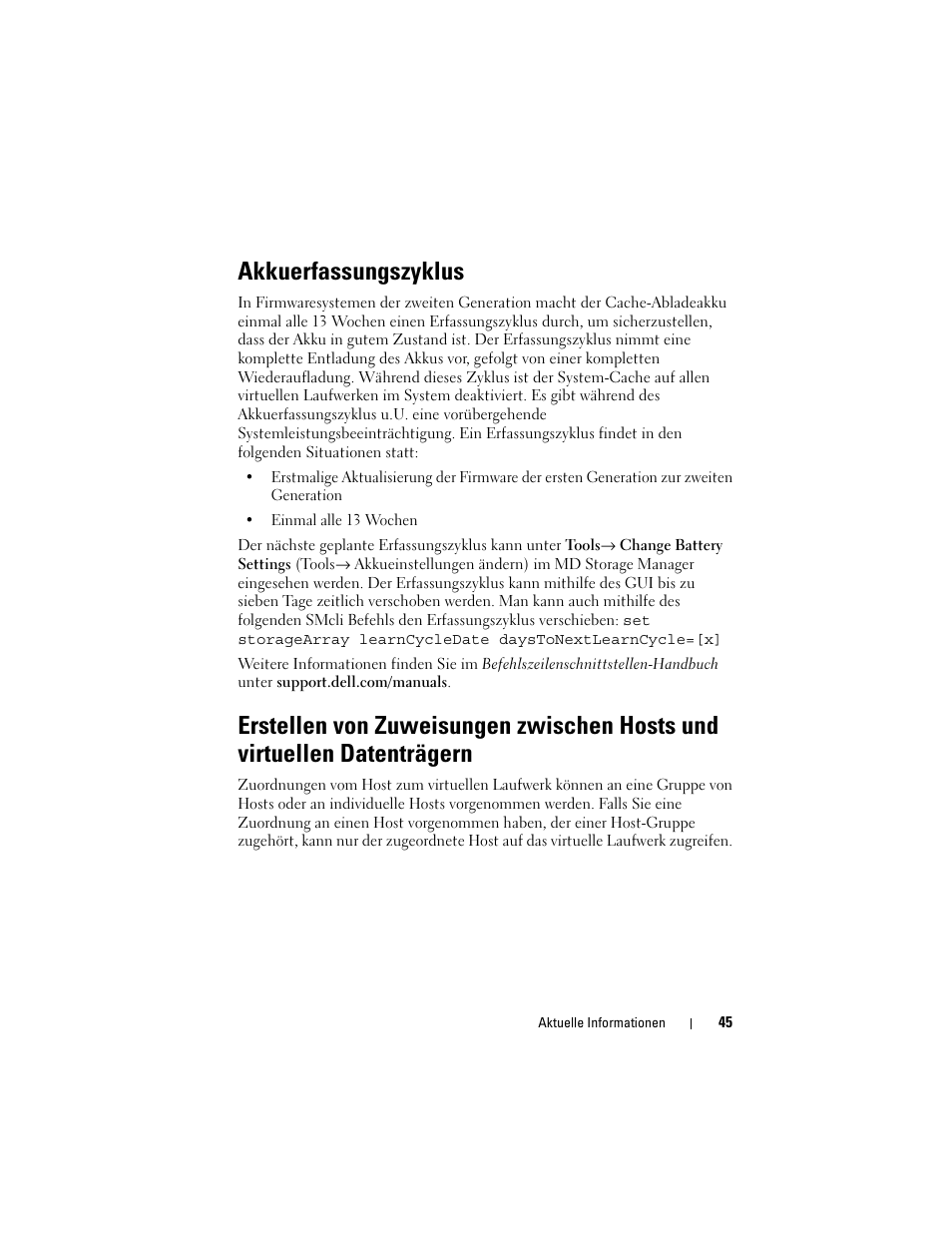 Akkuerfassungszyklus | Dell PowerVault MD3000 User Manual | Page 45 / 90