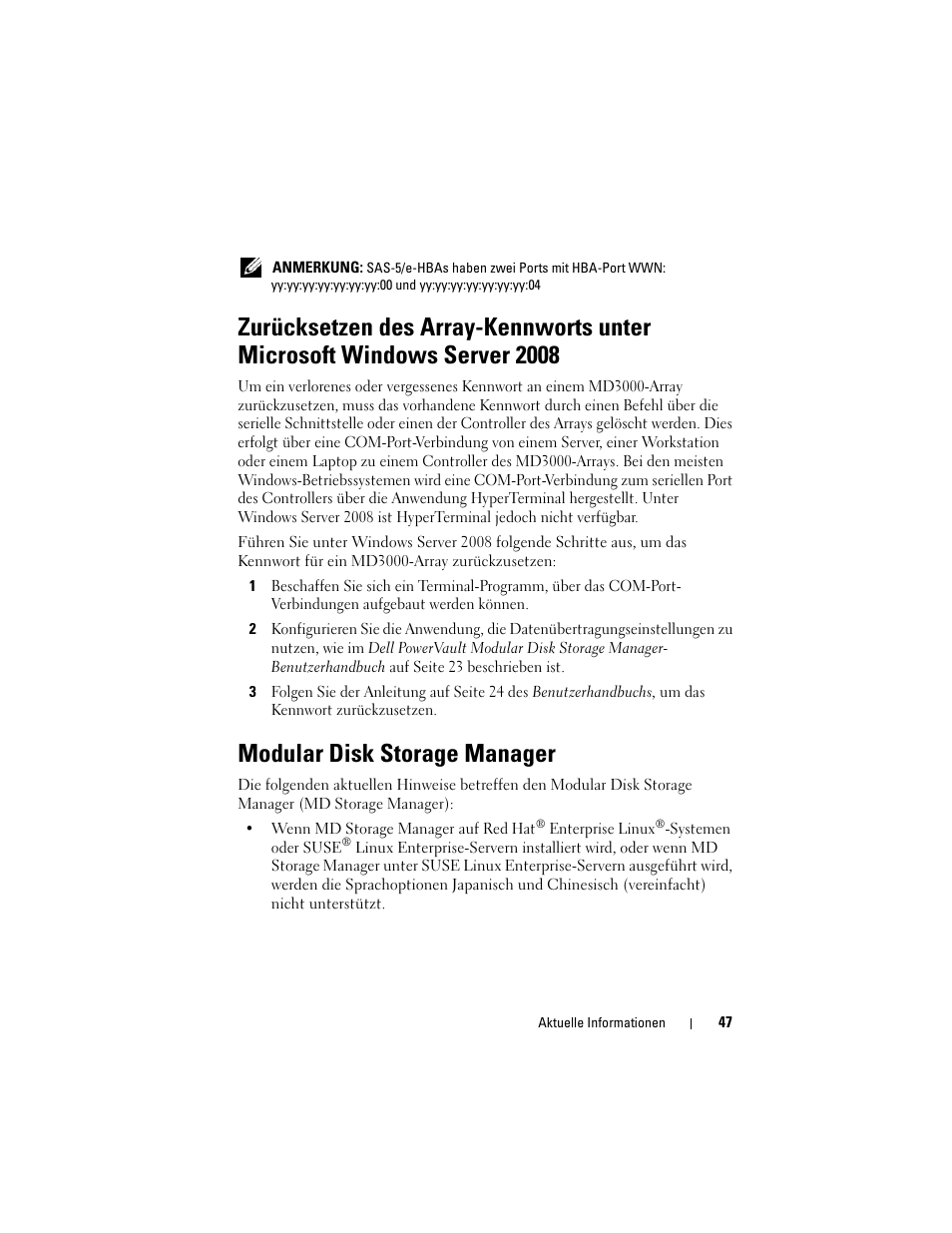 Modular disk storage manager | Dell PowerVault MD3000 User Manual | Page 47 / 90