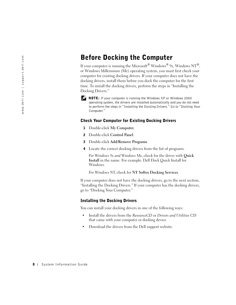 Before docking the computer | Dell C/Dock II Expansion Station User Manual | Page 10 / 250