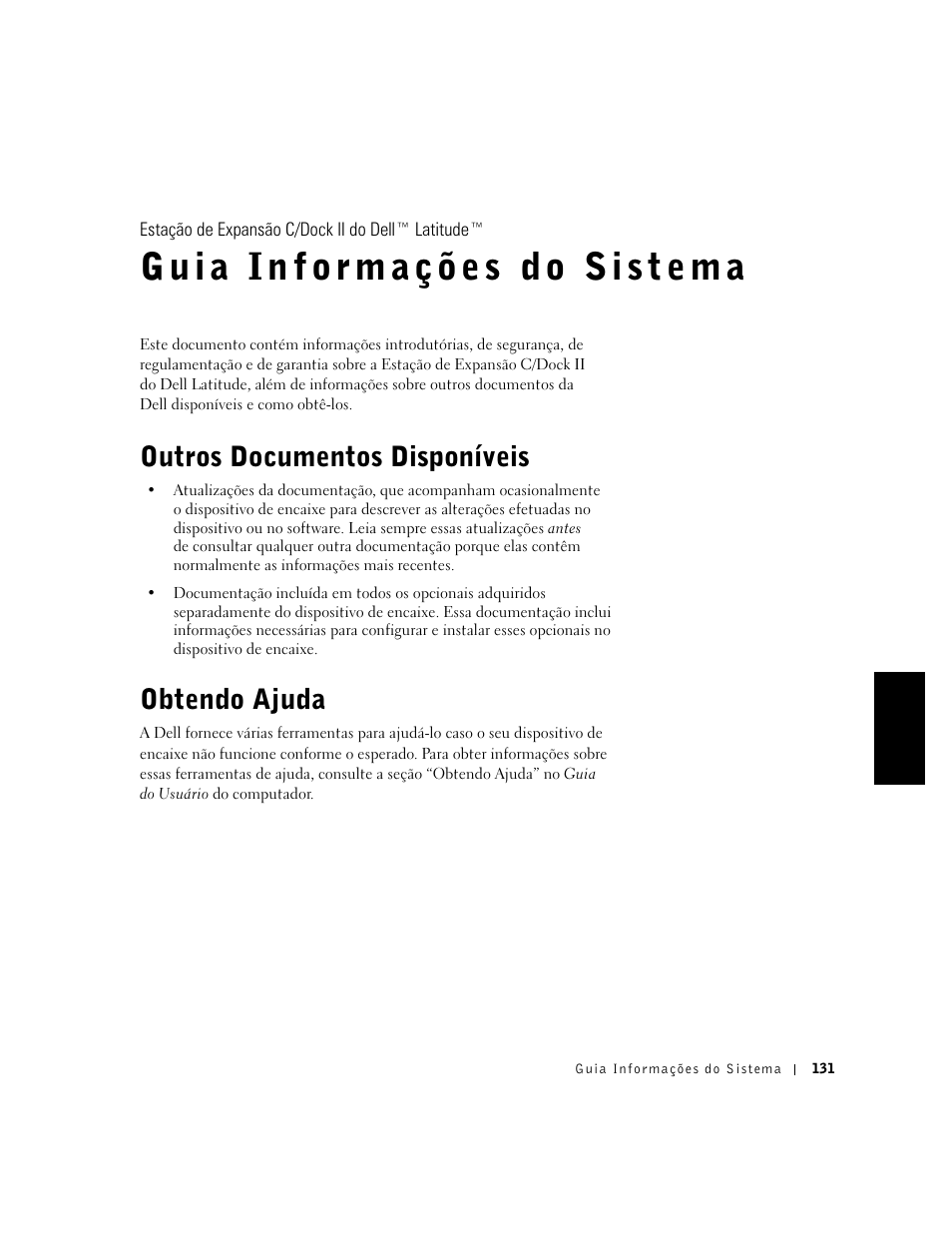 Outros documentos disponíveis, Obtendo ajuda | Dell C/Dock II Expansion Station User Manual | Page 133 / 250