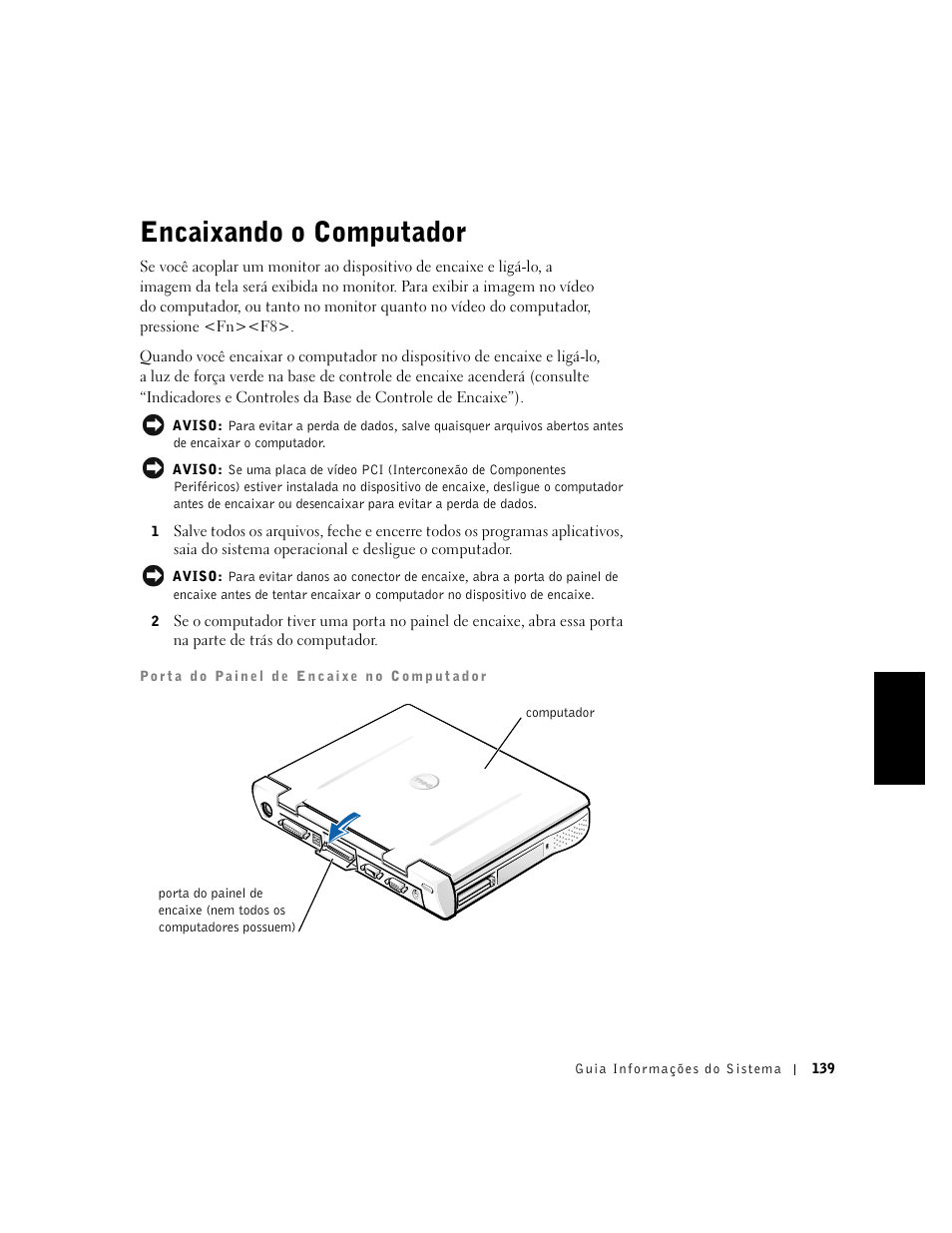 Encaixando o computador | Dell C/Dock II Expansion Station User Manual | Page 141 / 250