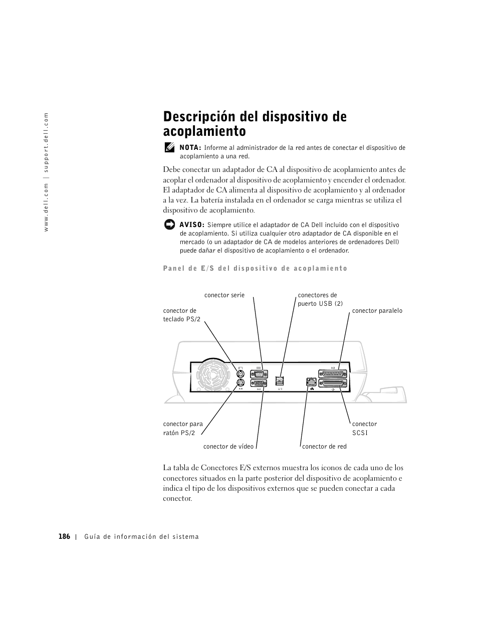 Descripción del dispositivo de acoplamiento | Dell C/Dock II Expansion Station User Manual | Page 188 / 250