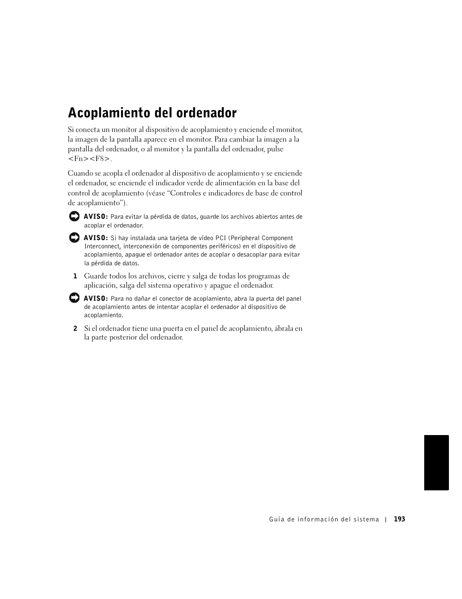 Acoplamiento del ordenador | Dell C/Dock II Expansion Station User Manual | Page 195 / 250