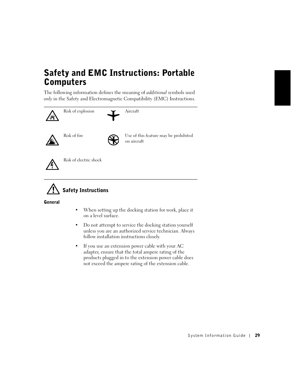 Safety and emc instructions: portable computers | Dell C/Dock II Expansion Station User Manual | Page 31 / 250