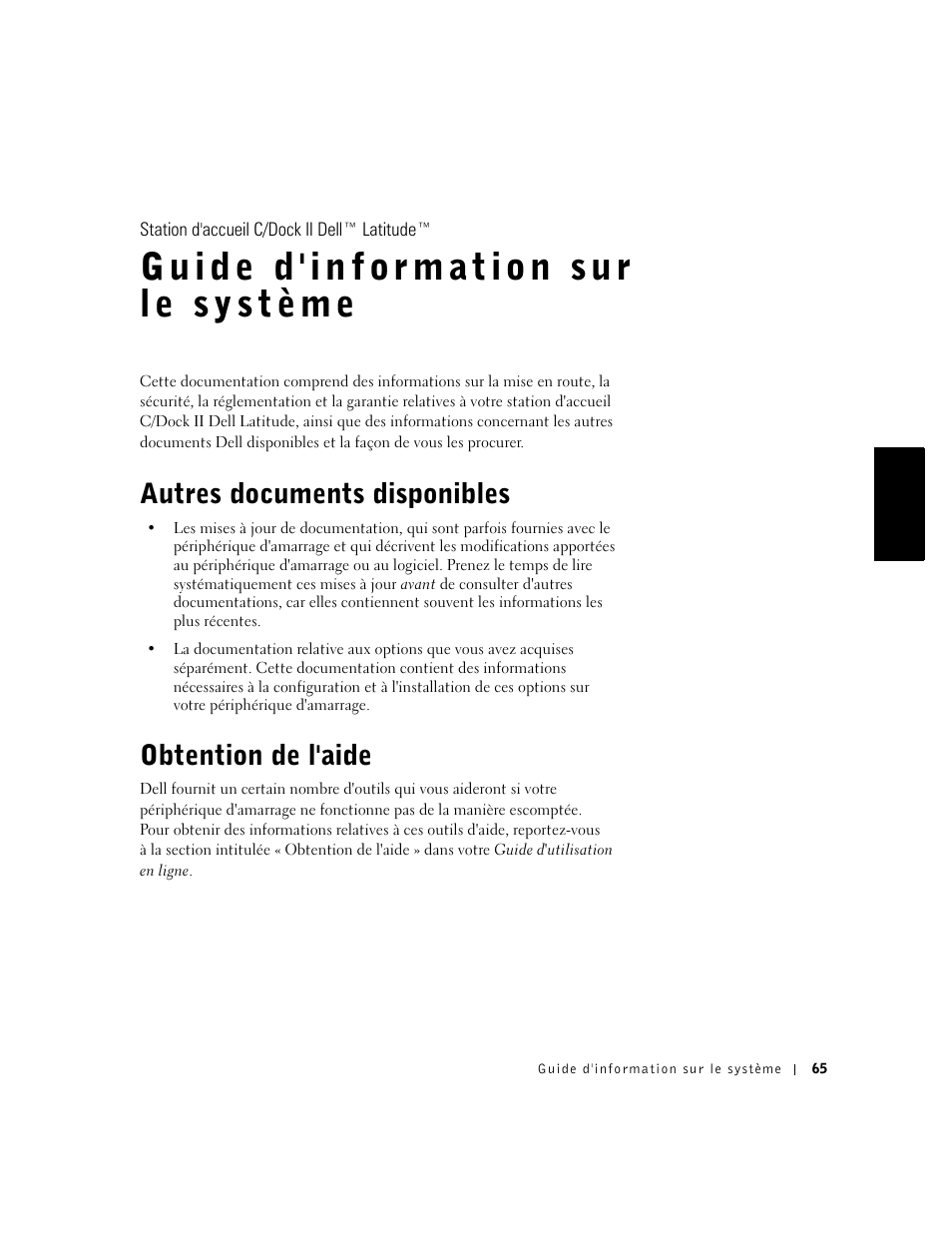 Autres documents disponibles, Obtention de l'aide | Dell C/Dock II Expansion Station User Manual | Page 67 / 250