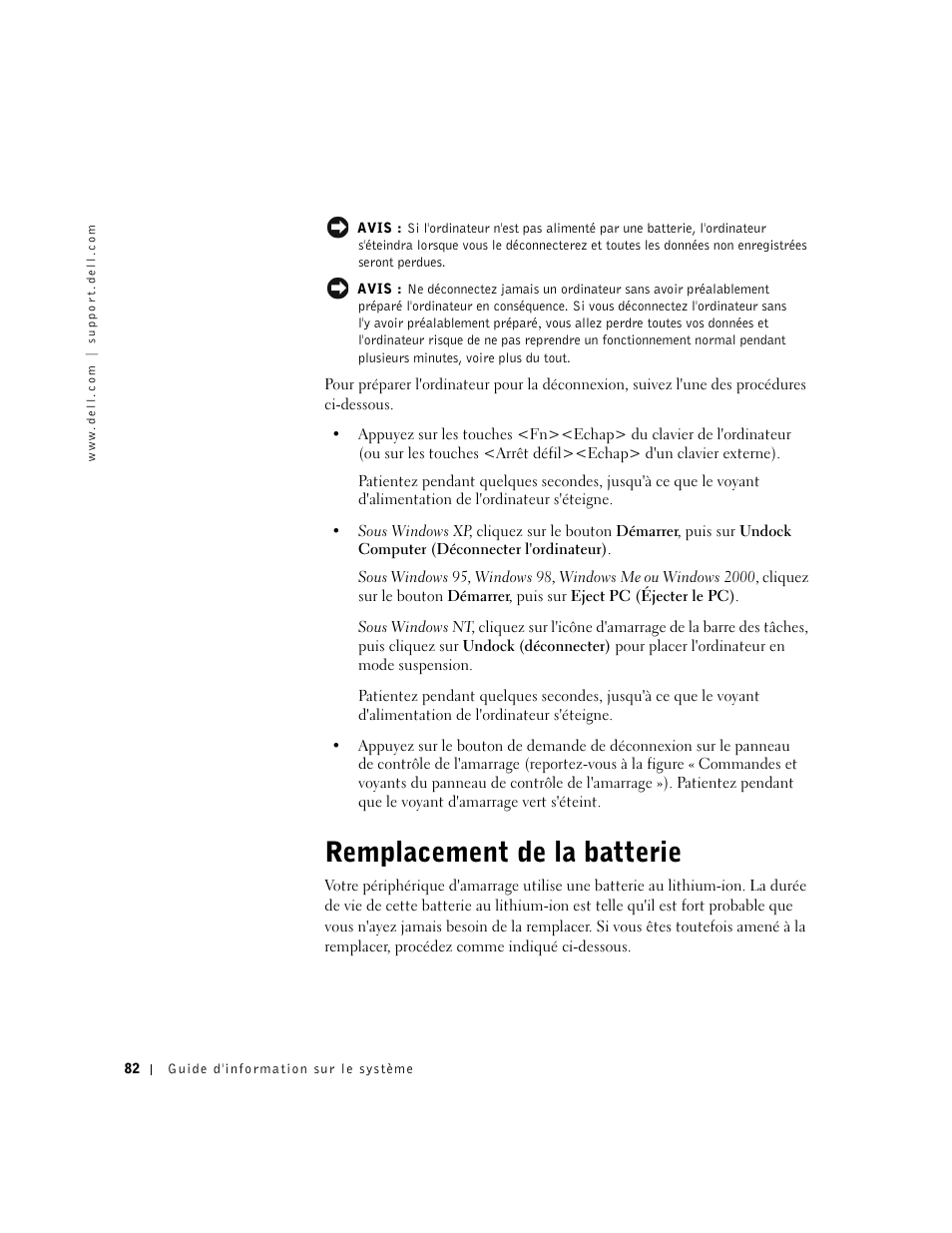 Remplacement de la batterie | Dell C/Dock II Expansion Station User Manual | Page 84 / 250