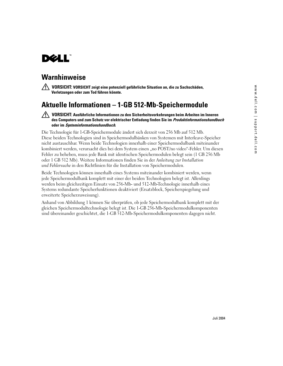 Warnhinweise | Dell PowerEdge 2600 User Manual | Page 7 / 14