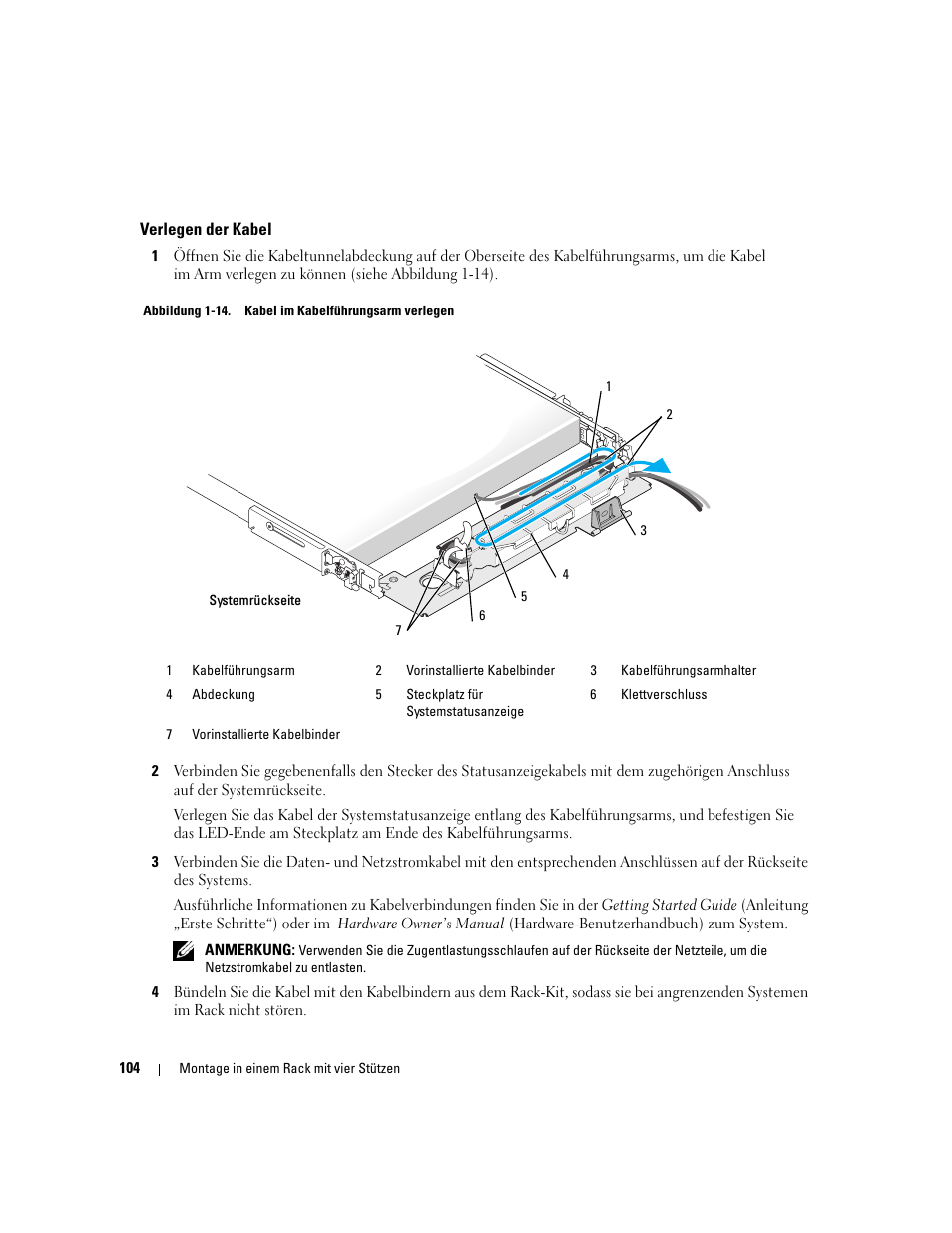 Verlegen der kabel | Dell PowerEdge R300 User Manual | Page 106 / 202