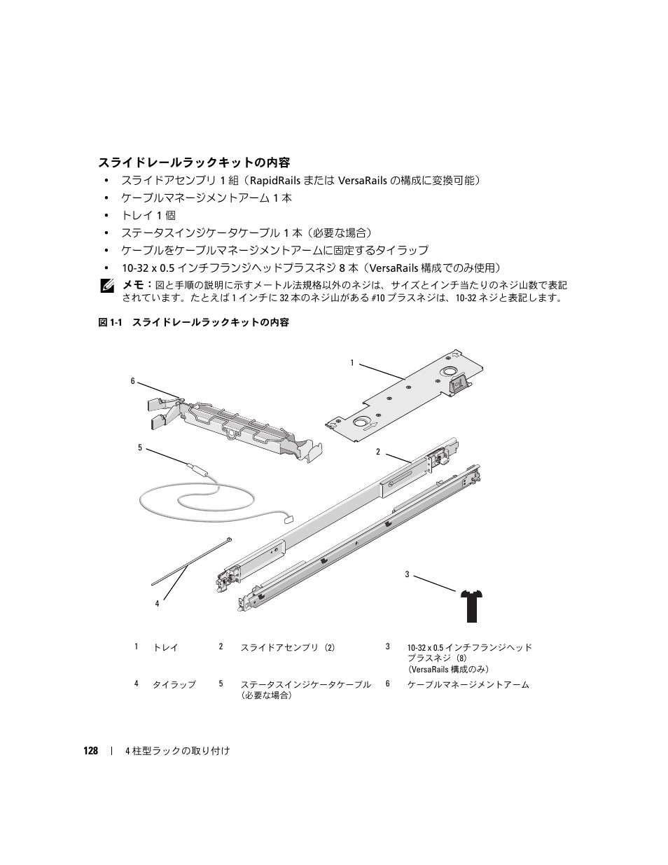 スライドレールラックキットの内容 | Dell PowerEdge R300 User Manual | Page 130 / 202