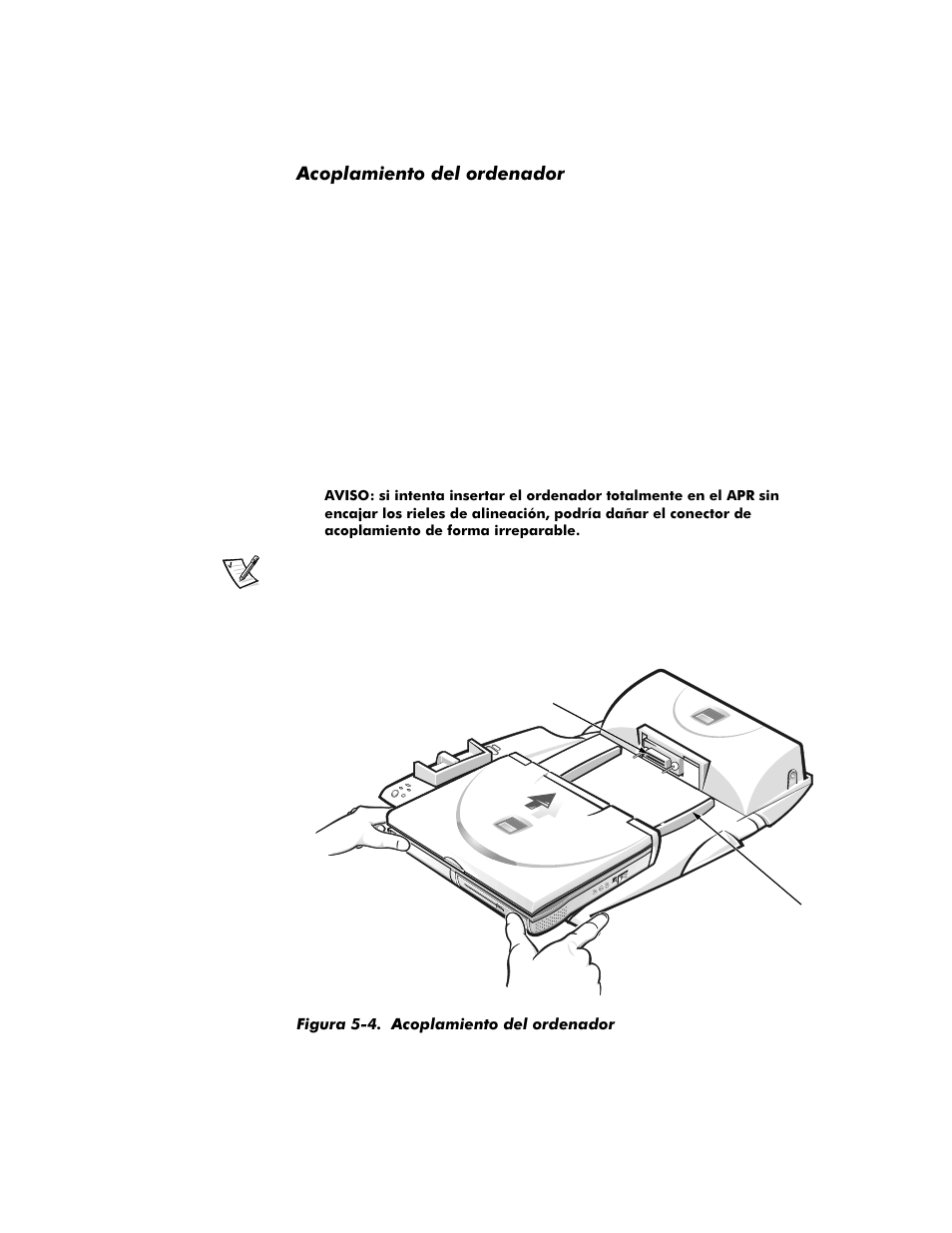 Acoplamiento del ordenador, Acoplamiento del ordenador -5, Figura 5-4 | Dell Inspiron 4000 User Manual | Page 137 / 158