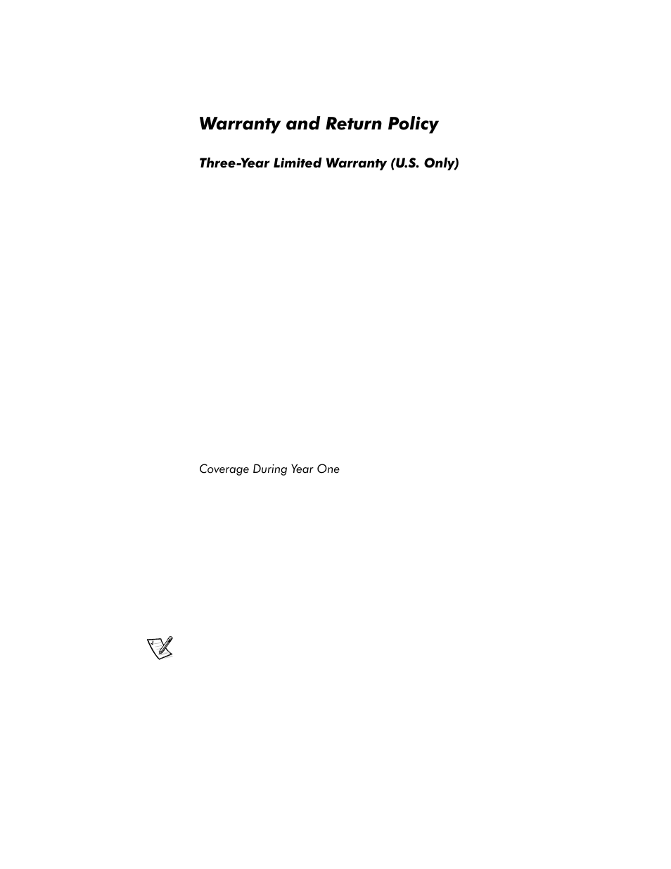 Warranty and return policy, Three-year limited warranty (u.s. only), Warranty and return policy -20 | Three-year limited warranty (u.s. only) -20, Coverage during year one -20 | Dell Inspiron 4000 User Manual | Page 24 / 158