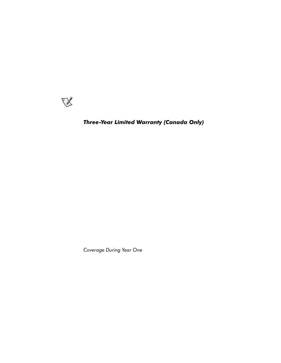 Three-year limited warranty (canada only), Three-year limited warranty (canada only) -22, Coverage during year one -22 | Dell Inspiron 4000 User Manual | Page 26 / 158