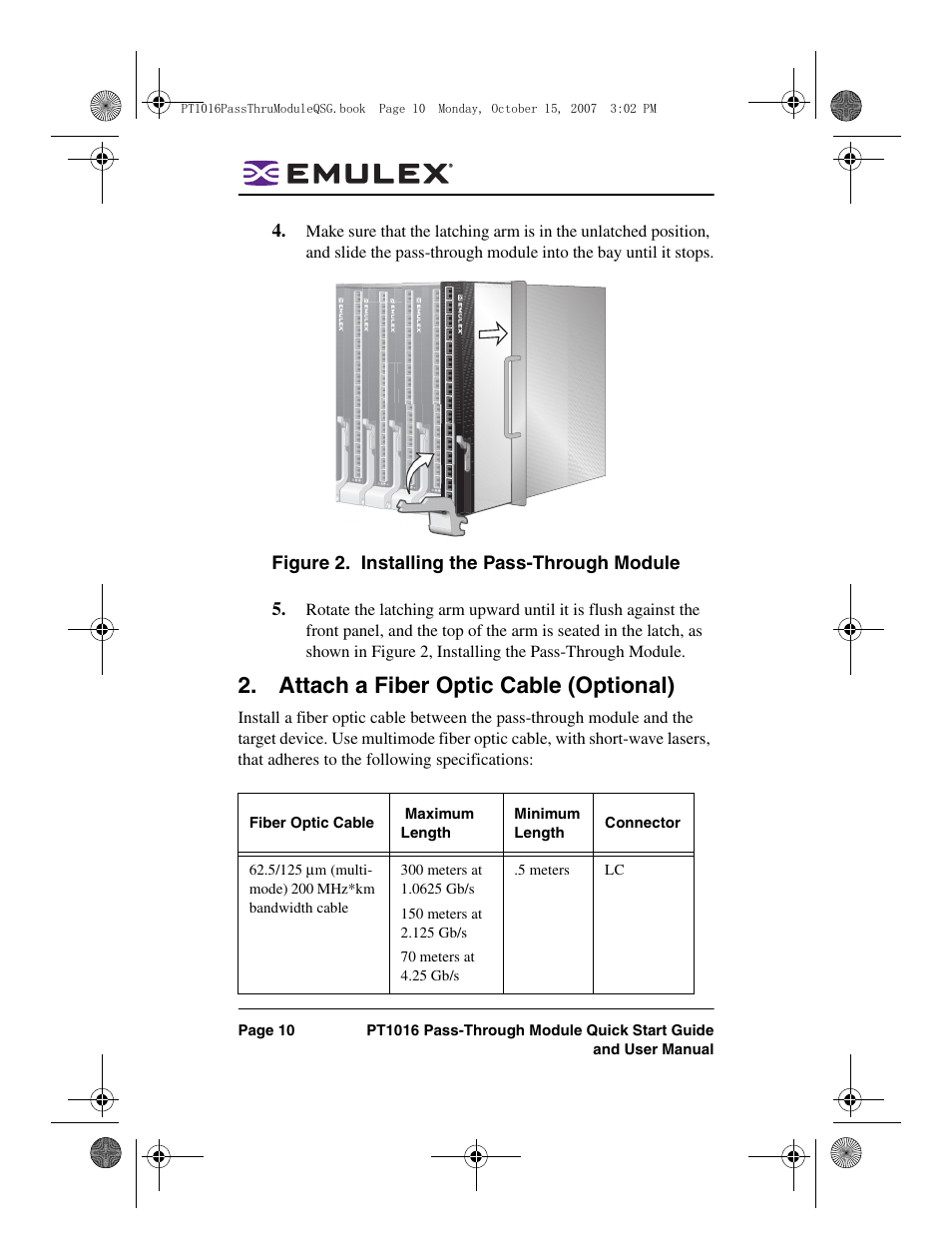 Attach a fiber optic cable (optional) | Dell PowerEdge M805 User Manual | Page 10 / 80