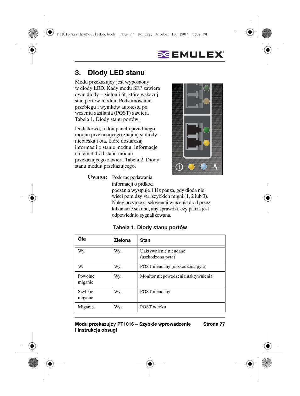 Diody led stanu | Dell PowerEdge M805 User Manual | Page 77 / 80