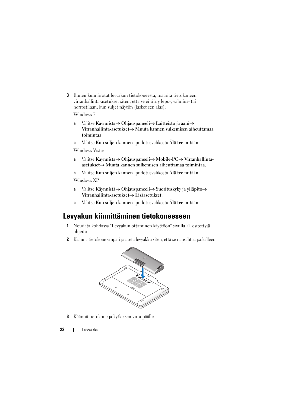 Levyakun kiinnittäminen tietokoneeseen | Dell Latitude XT3 (Mid 2011) User Manual | Page 24 / 88