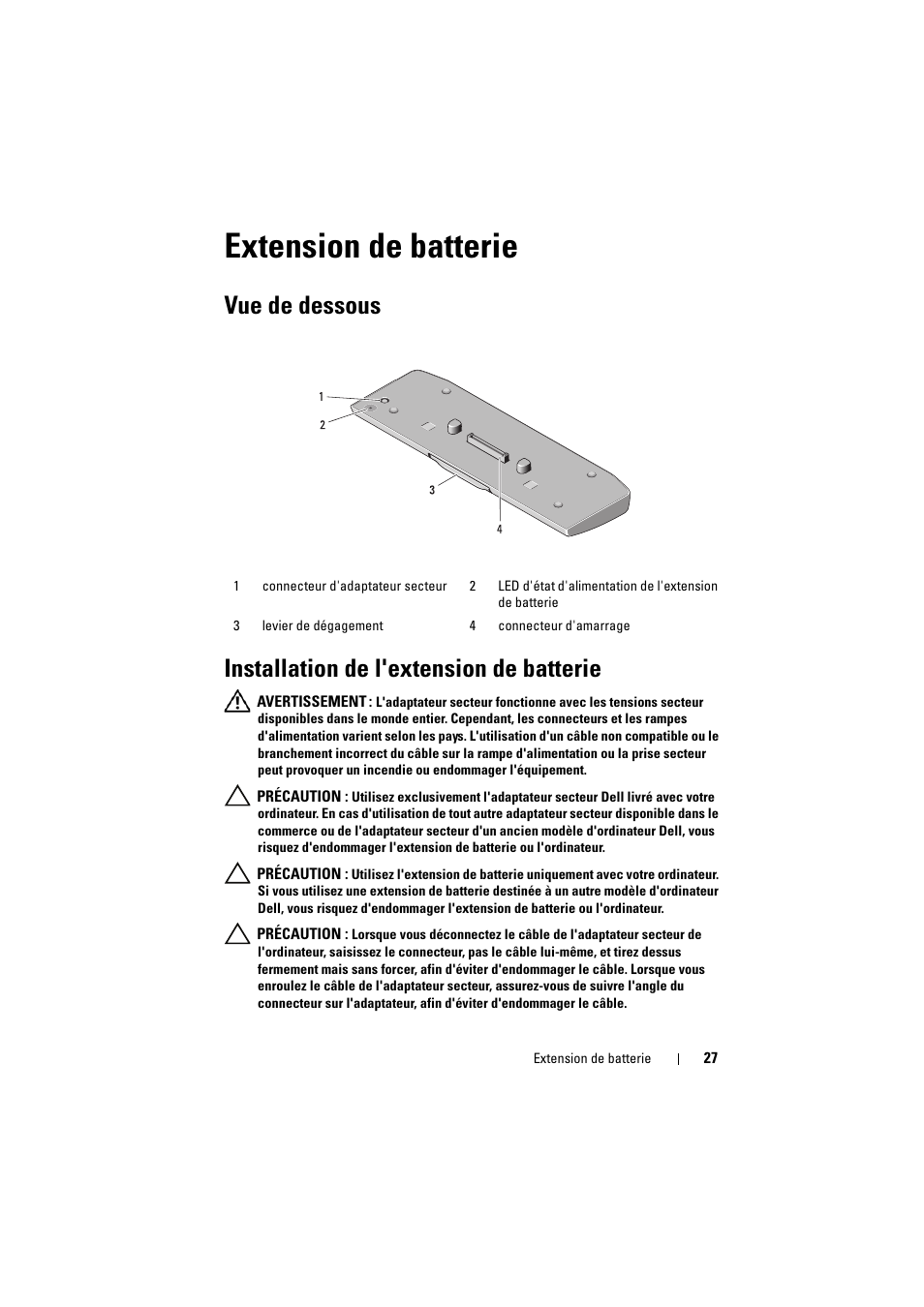 Extension de batterie | Dell Latitude XT3 (Mid 2011) User Manual | Page 29 / 88