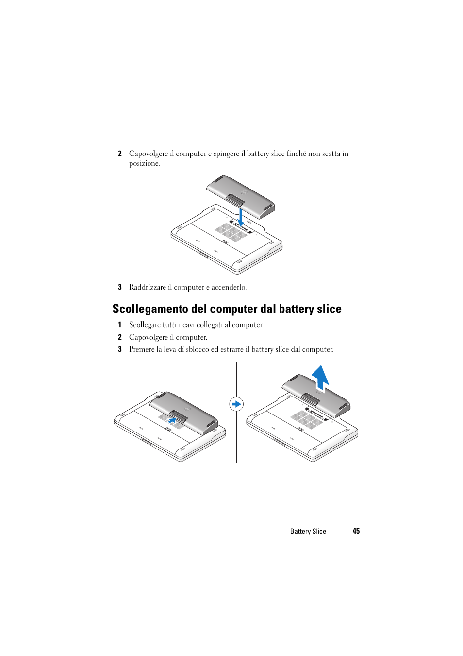 Scollegamento del computer dal battery slice | Dell Latitude XT3 (Mid 2011) User Manual | Page 47 / 88