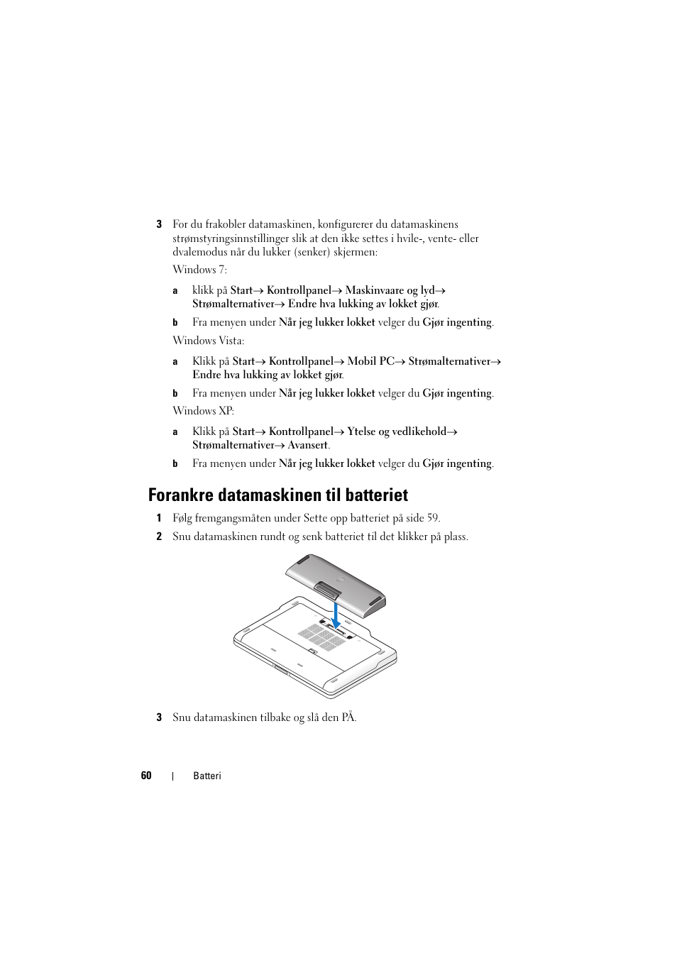 Forankre datamaskinen til batteriet | Dell Latitude XT3 (Mid 2011) User Manual | Page 62 / 88