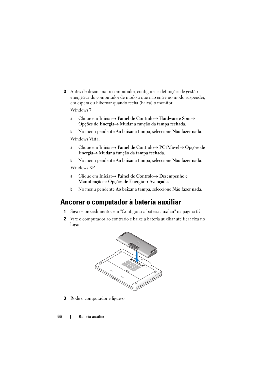 Ancorar o computador à bateria auxiliar | Dell Latitude XT3 (Mid 2011) User Manual | Page 68 / 88