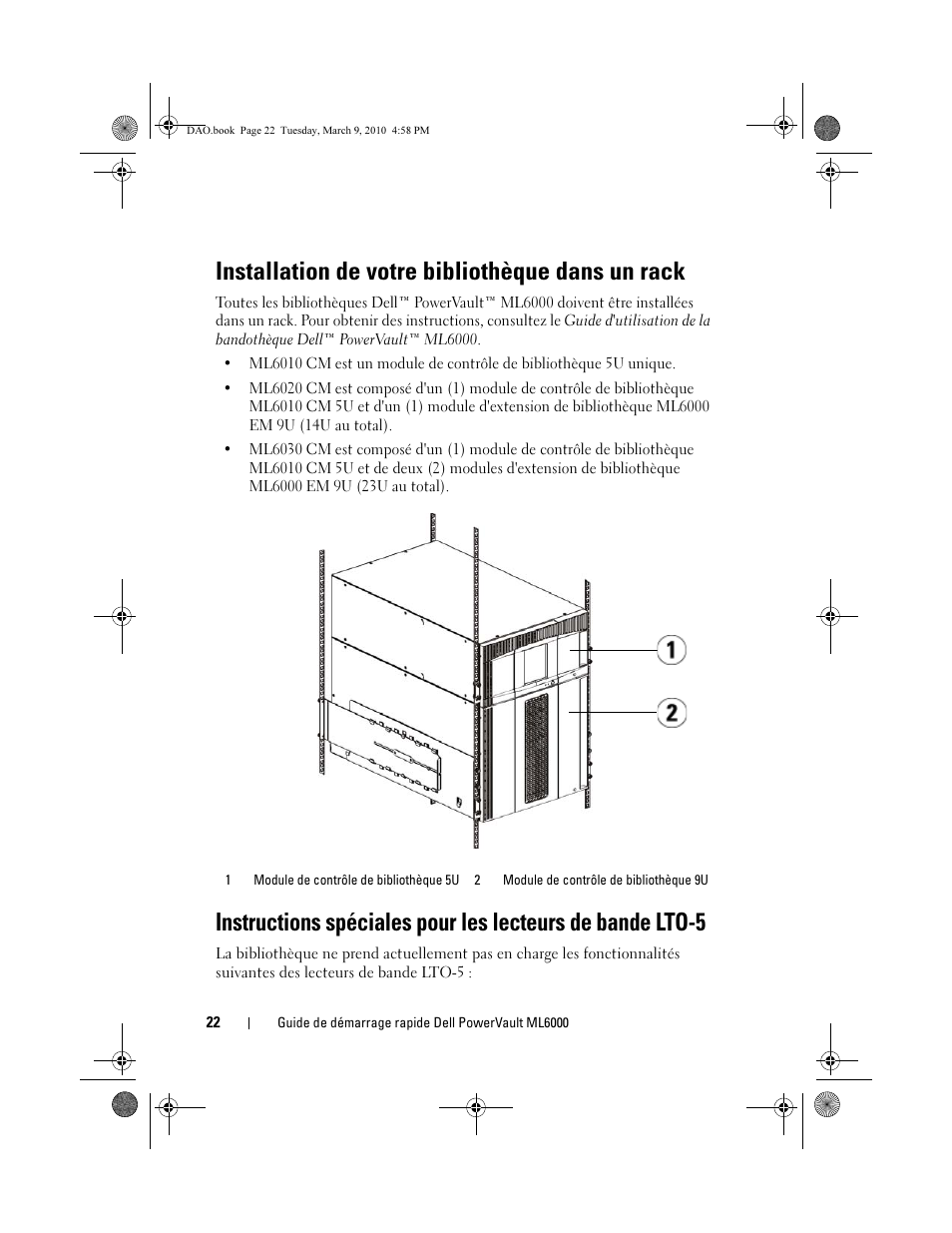 Installation de votre bibliothèque dans un rack | Dell PowerVault ML6000 User Manual | Page 22 / 56