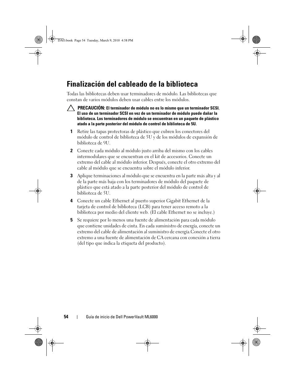 Finalización del cableado de la biblioteca | Dell PowerVault ML6000 User Manual | Page 54 / 56