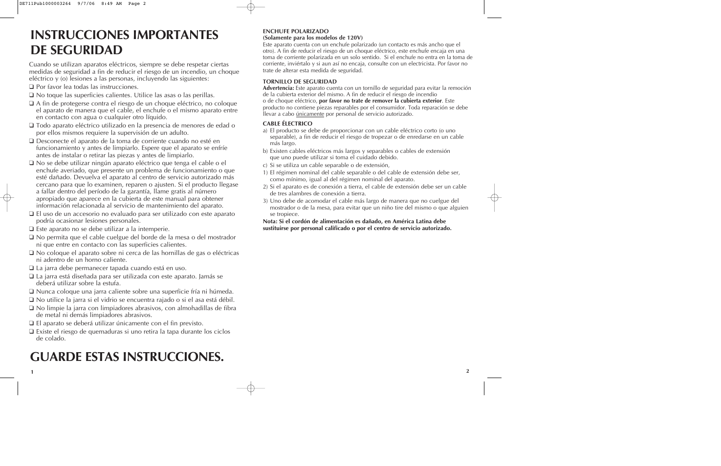 Black & Decker DE711 User Manual | Page 2 / 9