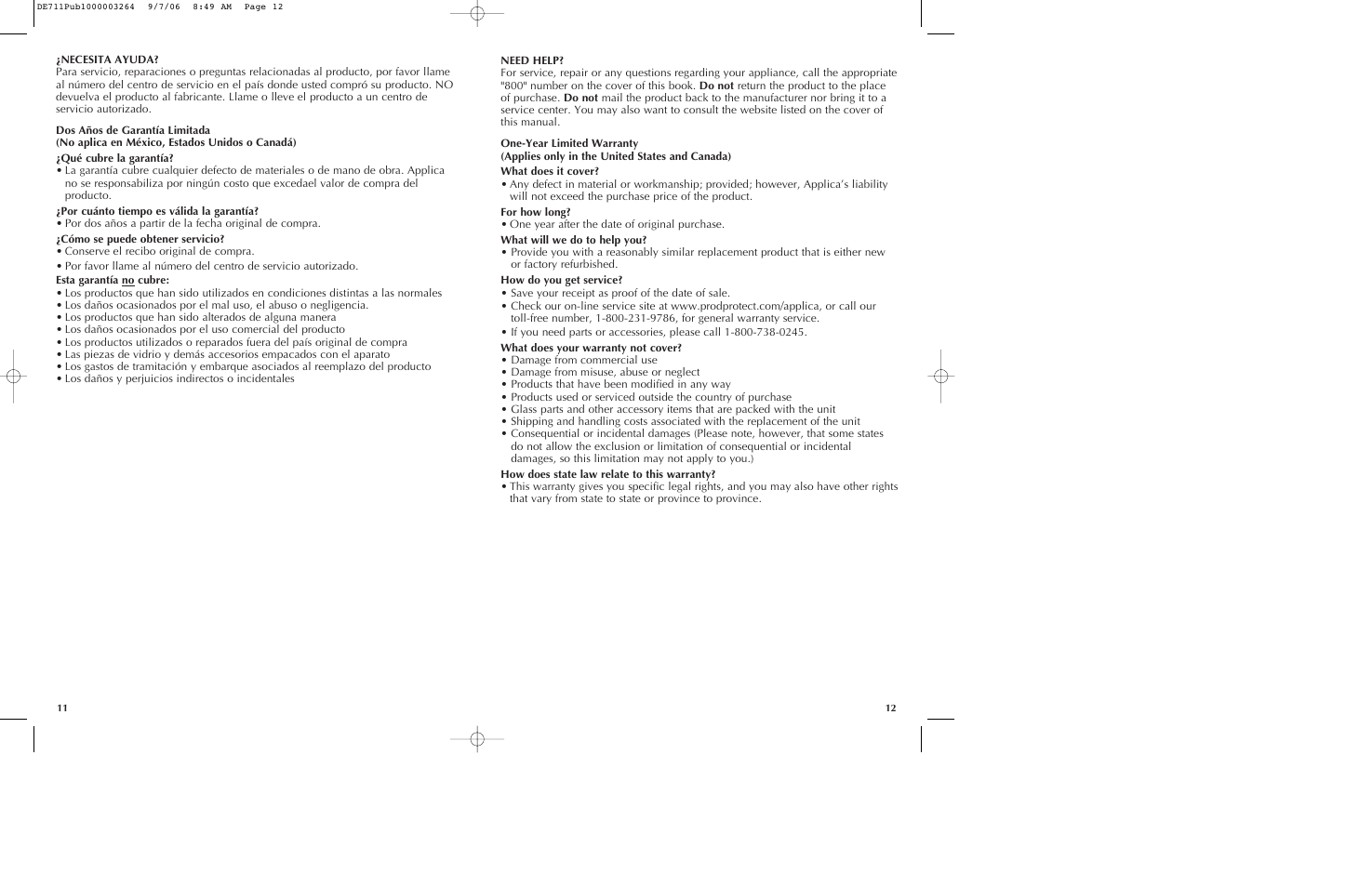 Black & Decker DE711 User Manual | Page 7 / 9