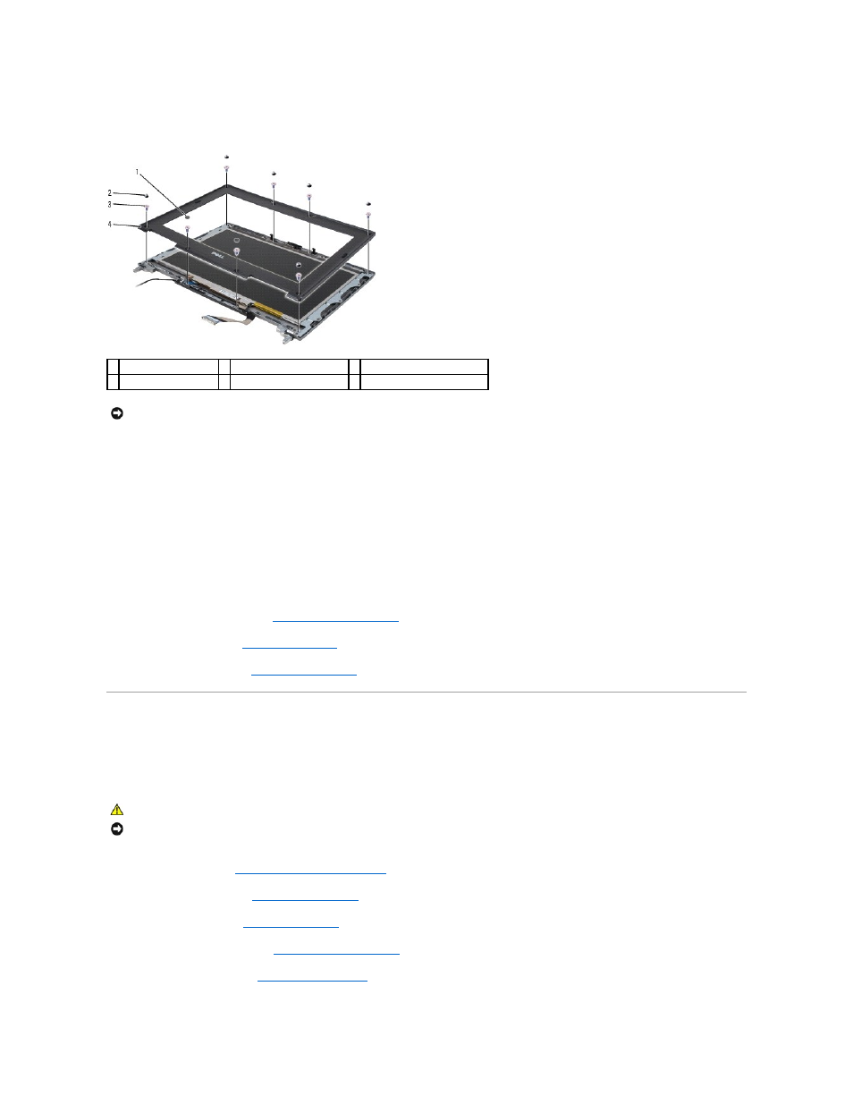 Display panel, Replacing the display bezel, Removing the display panel | Dell Latitude D531 (Mid 2007) User Manual | Page 17 / 46