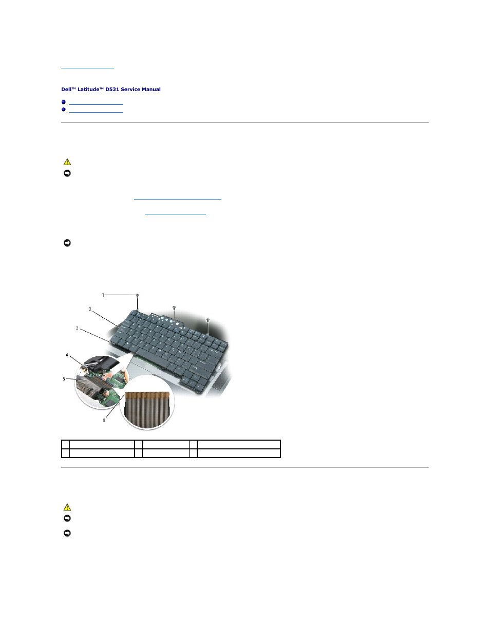 Keyboard, Removing the keyboard, Replacing the keyboard | Dell Latitude D531 (Mid 2007) User Manual | Page 26 / 46