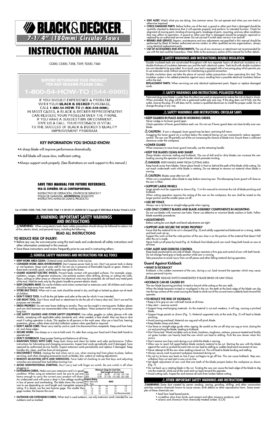 Black & Decker 7358 User Manual | 5 pages
