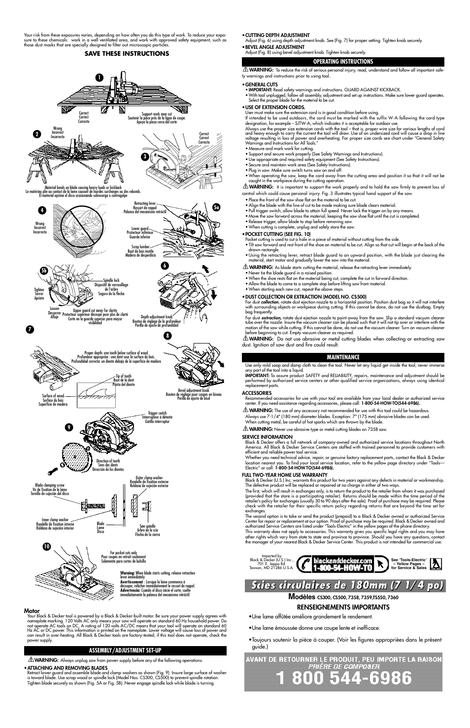 Renseignements importants | Black & Decker 7358 User Manual | Page 2 / 5