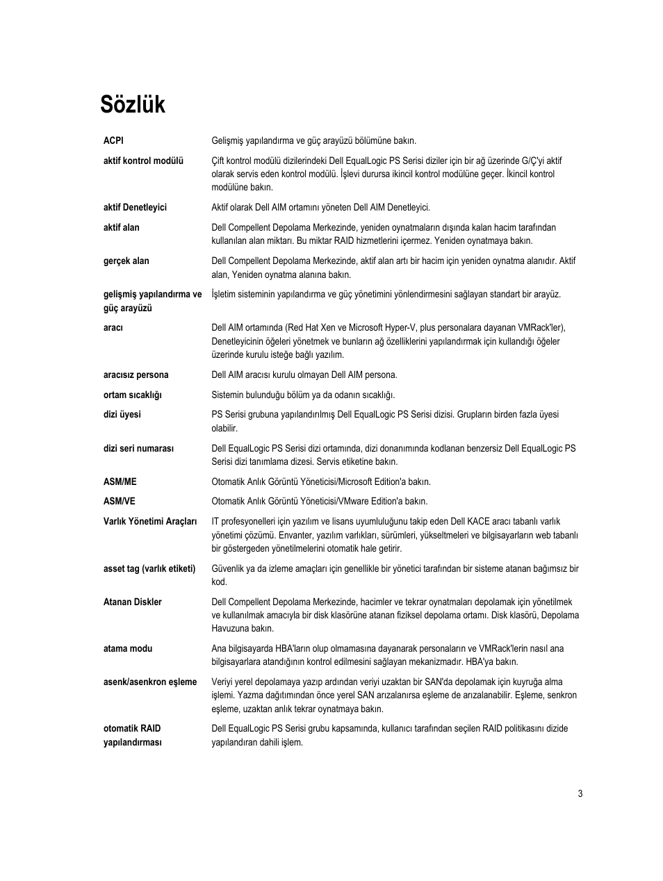 Sözlük | Dell PowerEdge R320 User Manual | Page 121 / 151