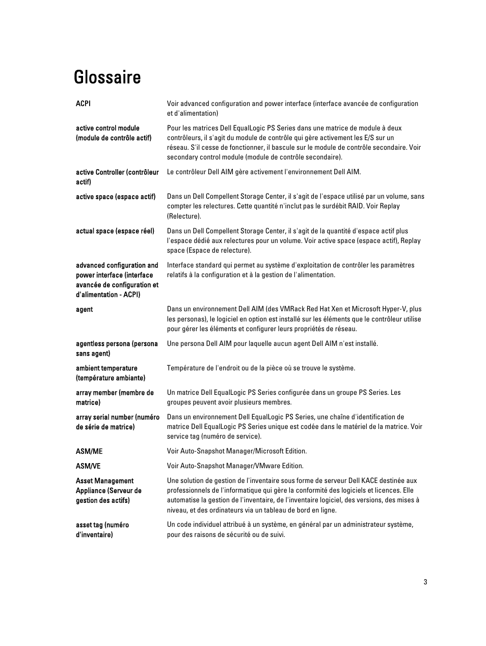 Glossaire | Dell PowerEdge R320 User Manual | Page 63 / 151