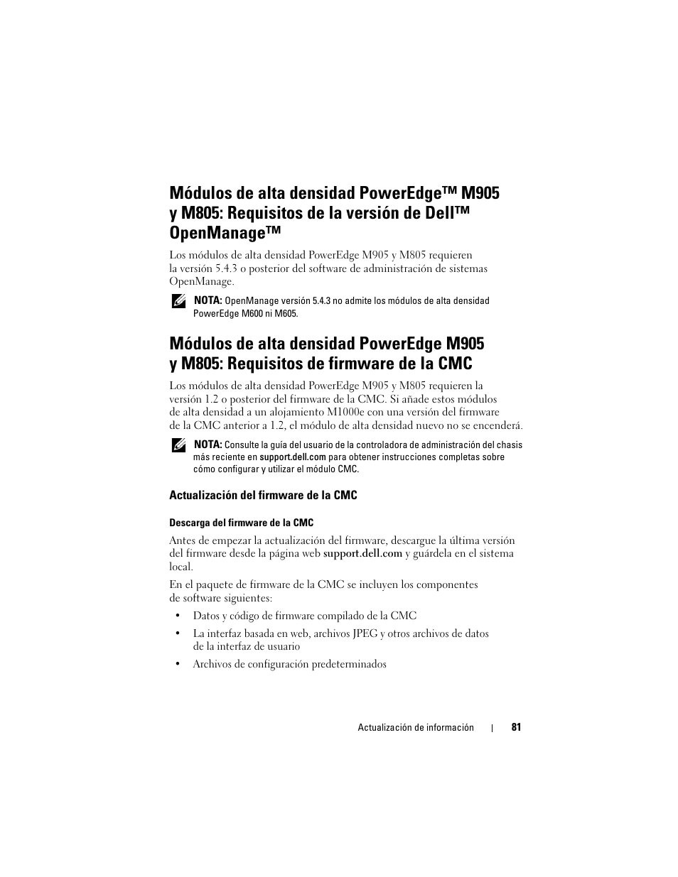 Actualización del firmware de la cmc | Dell PowerEdge M710HD User Manual | Page 81 / 92