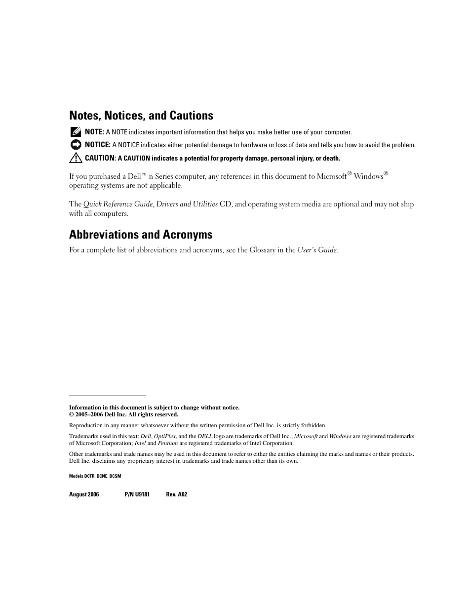 Abbreviations and acronyms | Dell OptiPlex GX520 User Manual | Page 2 / 136