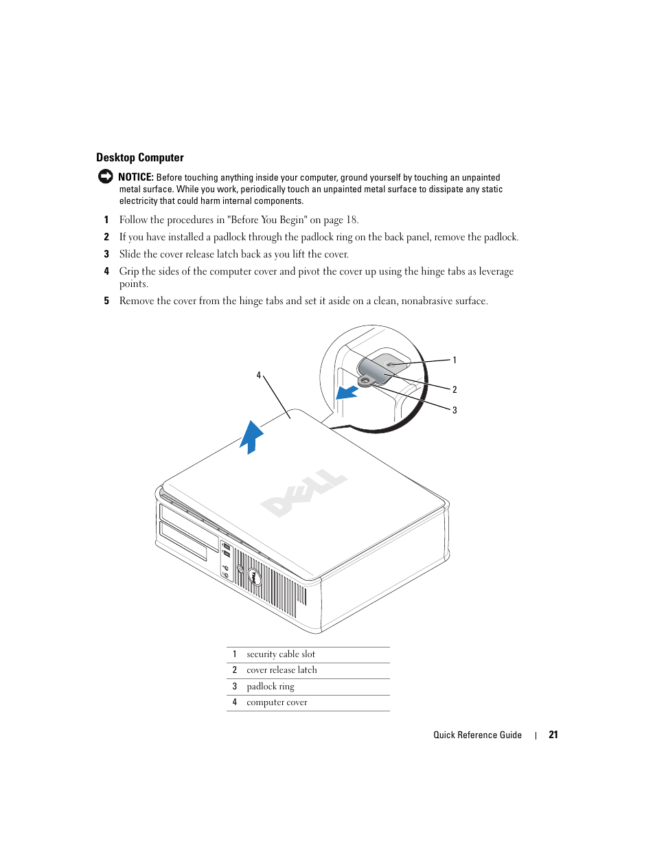 Desktop computer | Dell OptiPlex GX520 User Manual | Page 21 / 136