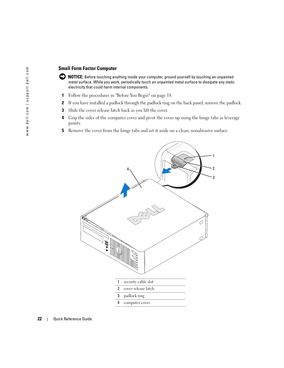 Small form factor computer | Dell OptiPlex GX520 User Manual | Page 22 / 136