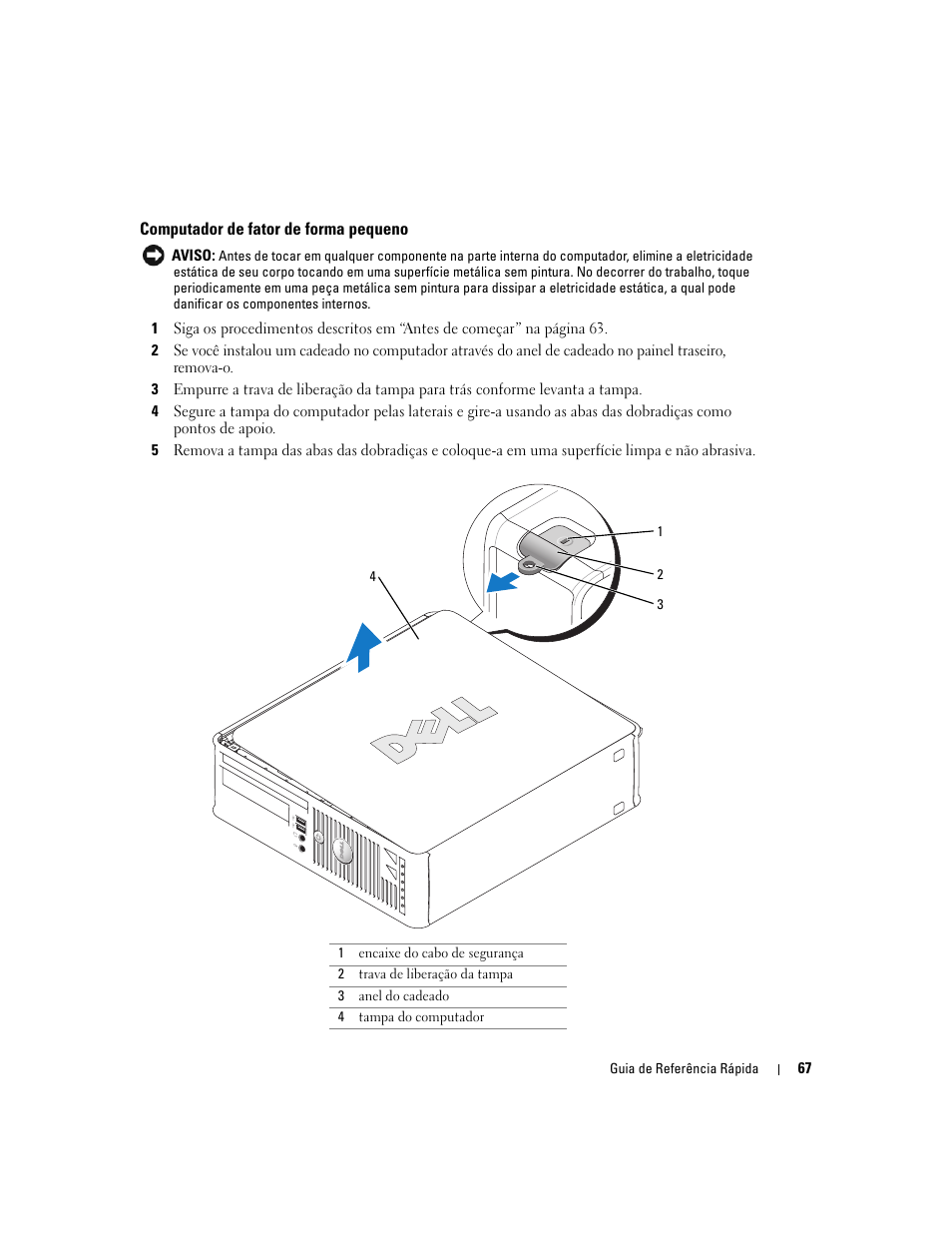 Computador de fator de forma pequeno | Dell OptiPlex GX520 User Manual | Page 67 / 136
