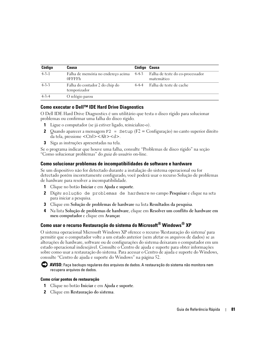 Como executar o dell™ ide hard drive diagnostics | Dell OptiPlex GX520 User Manual | Page 81 / 136