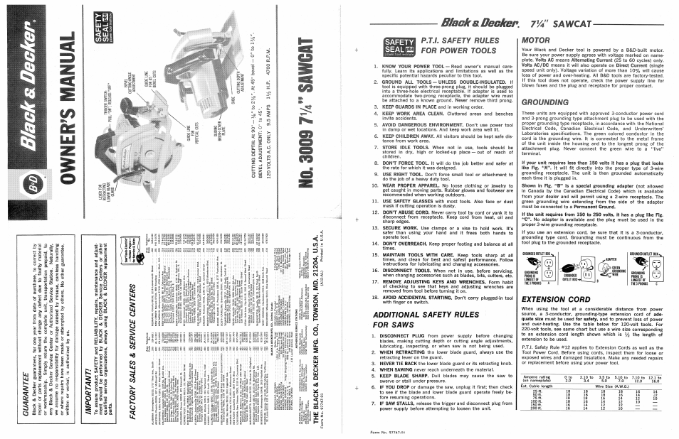 Black & Decker 3009 User Manual | 2 pages