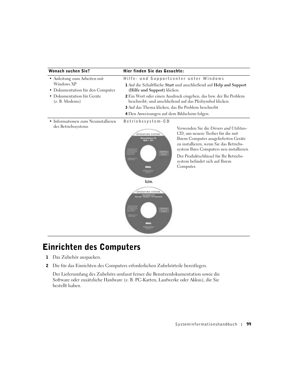 Einrichten des computers | Dell Precision M60 User Manual | Page 101 / 200