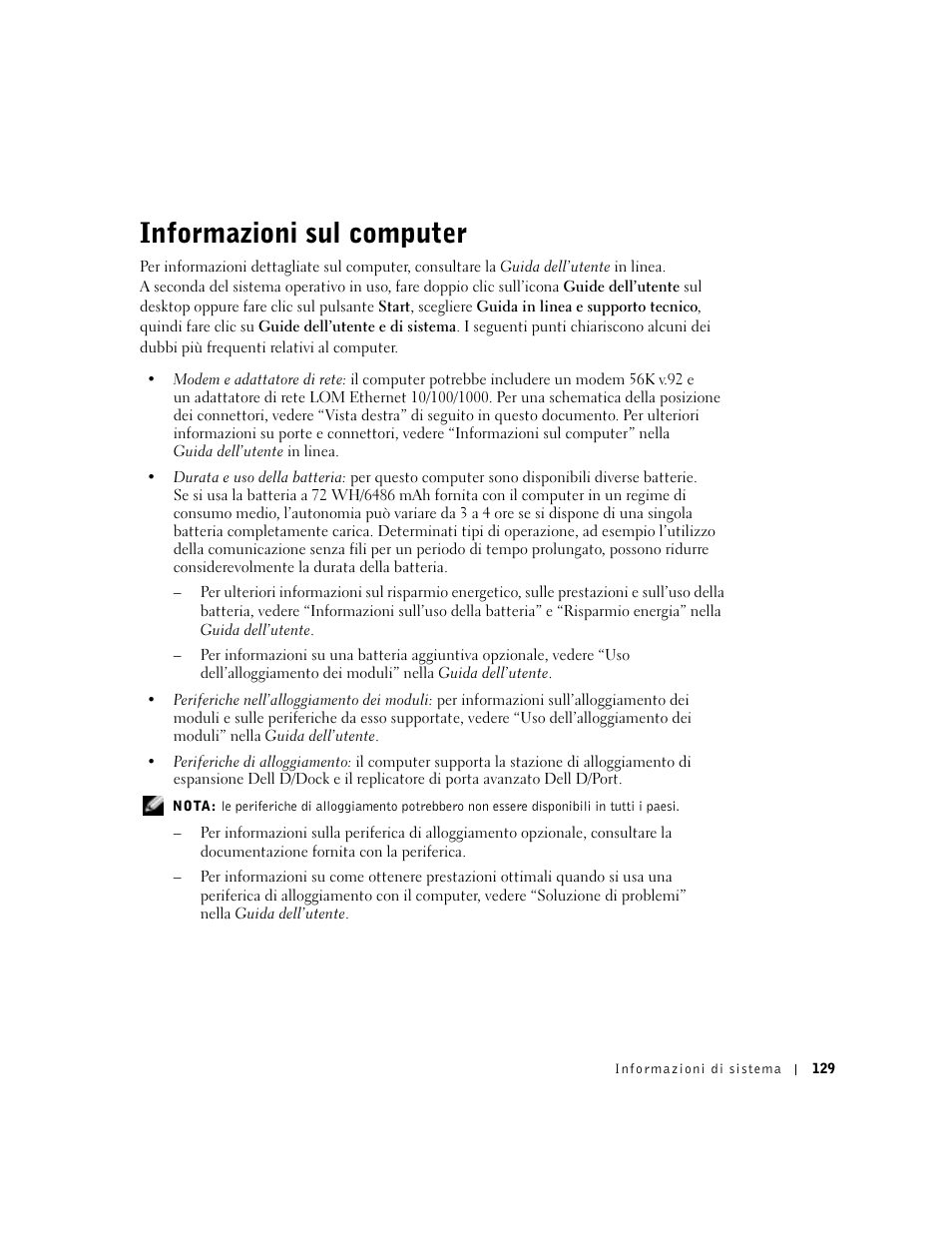 Informazioni sul computer | Dell Precision M60 User Manual | Page 131 / 200