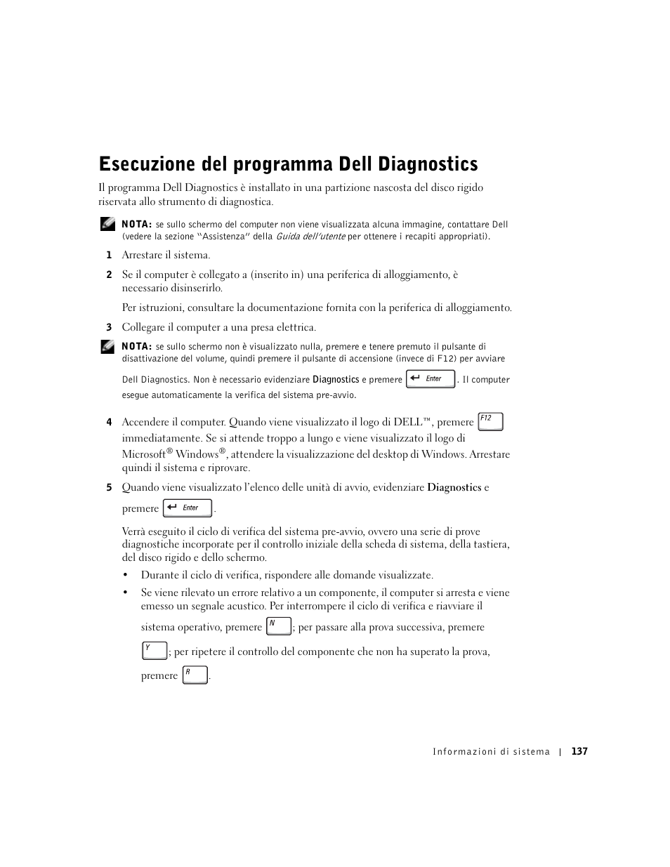 Esecuzione del programma dell diagnostics | Dell Precision M60 User Manual | Page 139 / 200