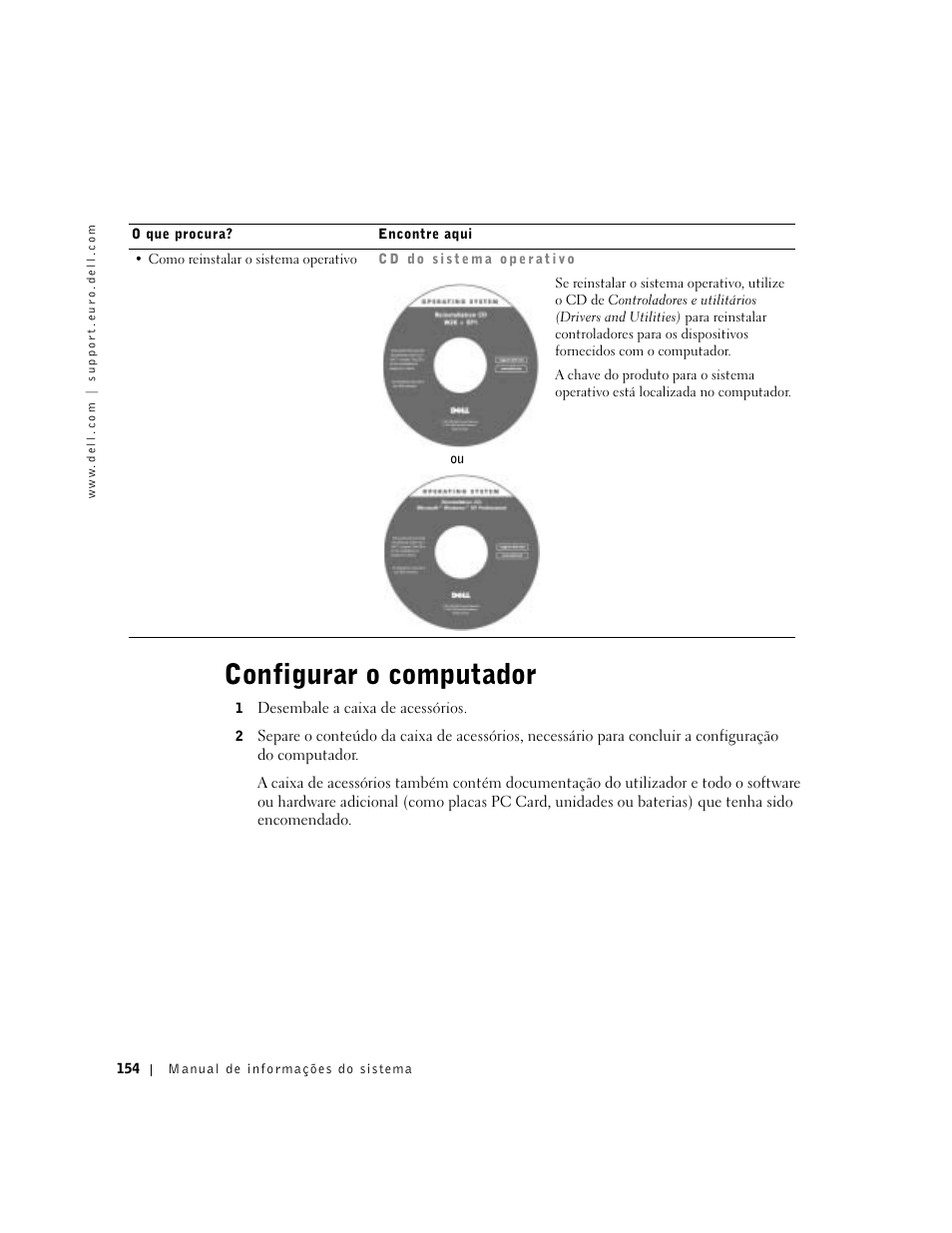 Configurar o computador | Dell Precision M60 User Manual | Page 156 / 200