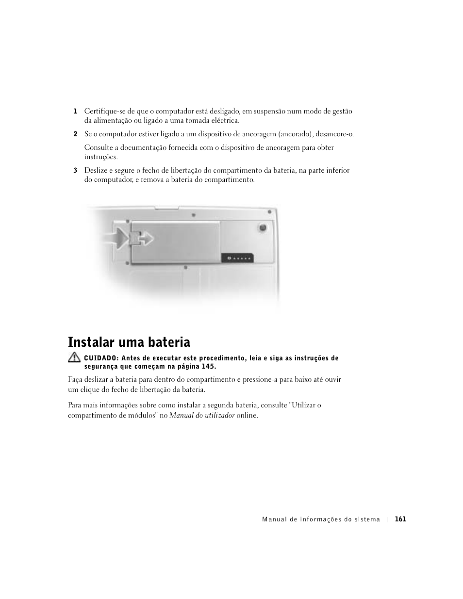 Instalar uma bateria | Dell Precision M60 User Manual | Page 163 / 200